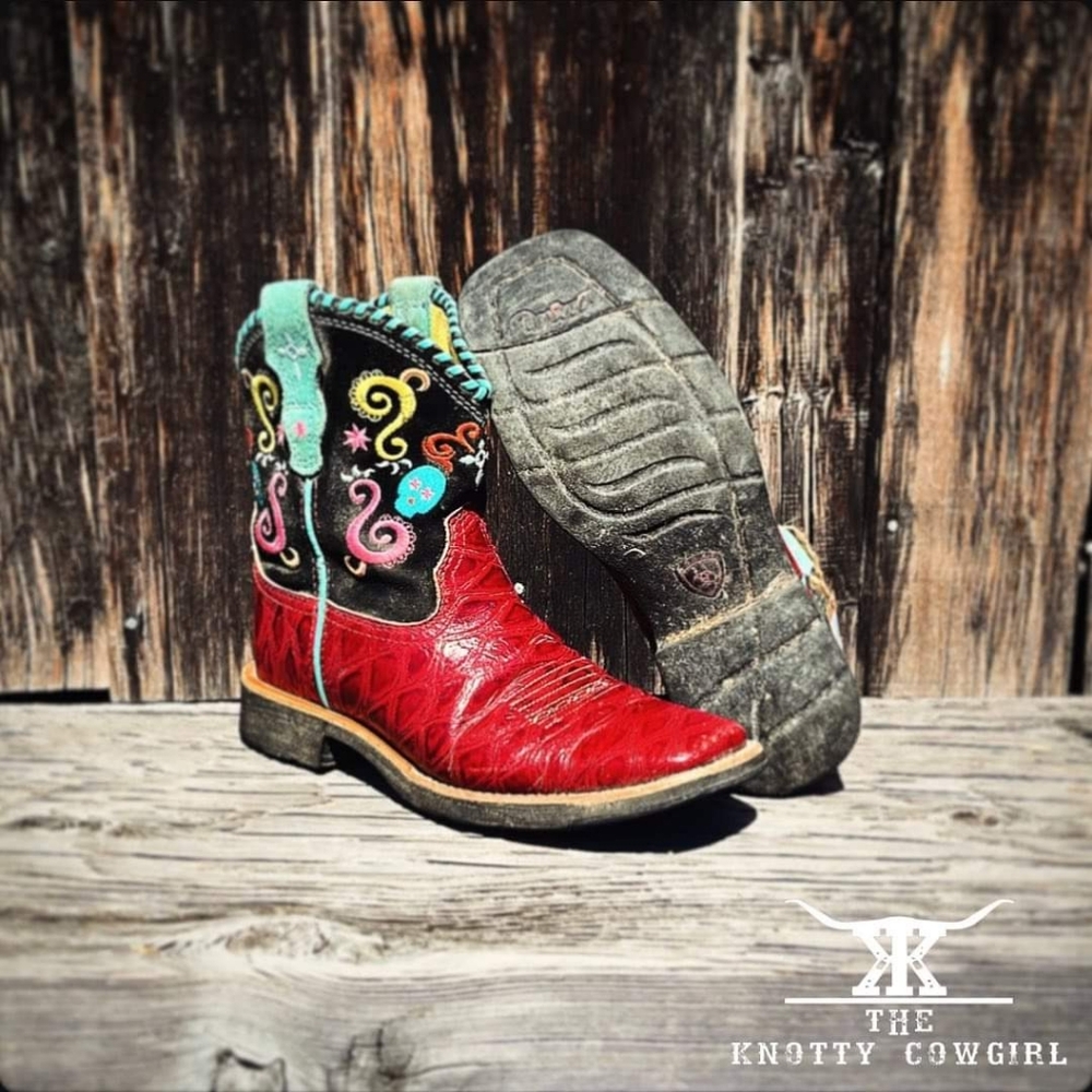 Ariat Red Ugar Skull Cowgirl Boots
